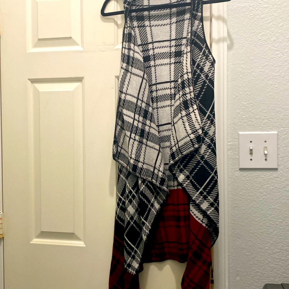 Allison Brittney black white and red striped mid knee length